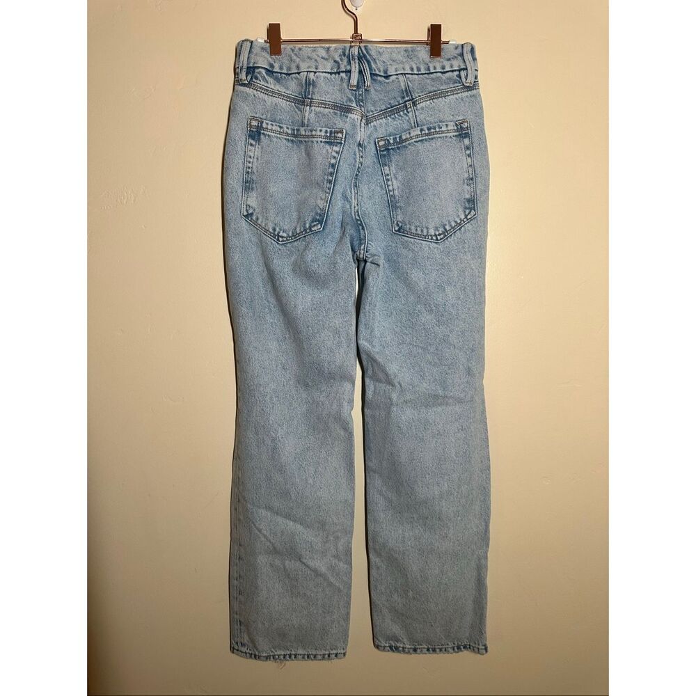 Good American Straight Leg Distressed Blue Jeans - Picture 4 of 6